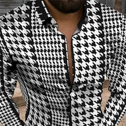 Chemise à Motif Rétro pour Homme, Revers Imprimé 3D, Mode Décontractée, Tissu Respirant, Confortable, Doux, Grande Taille