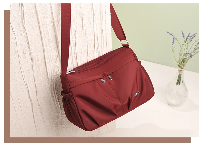 Damen-Umhängetasche aus wasserdichtem Nylon mit großem Fassungsvermögen und mehreren Taschen, Tragetasche mit abnehmbarem Riemen für Mütter, Einkaufen – Detail 3