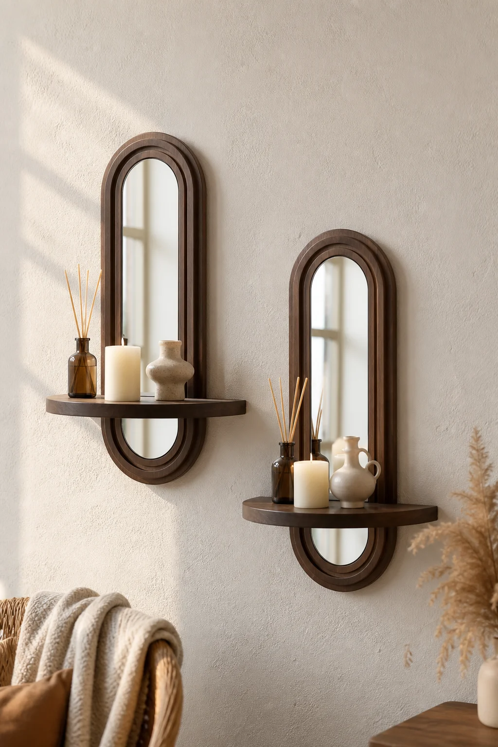 Arched Wood Wall Mirror 3