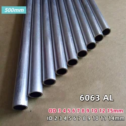 4/8PCS 6063 Aluminum Alloy Round Tube 3 4 5 6 7 8 9 10 12 15mm OD  2 3 4 5 6 7 8 9 10 11 14mm ID 500mm Length  Aluminium Pipe