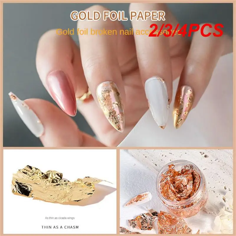 2/3/4PCS Tin Foil Shard Gold Silver Tin Foil Fragments Maiye Nail Accessories Nail Polish Gel Decoration Glittering