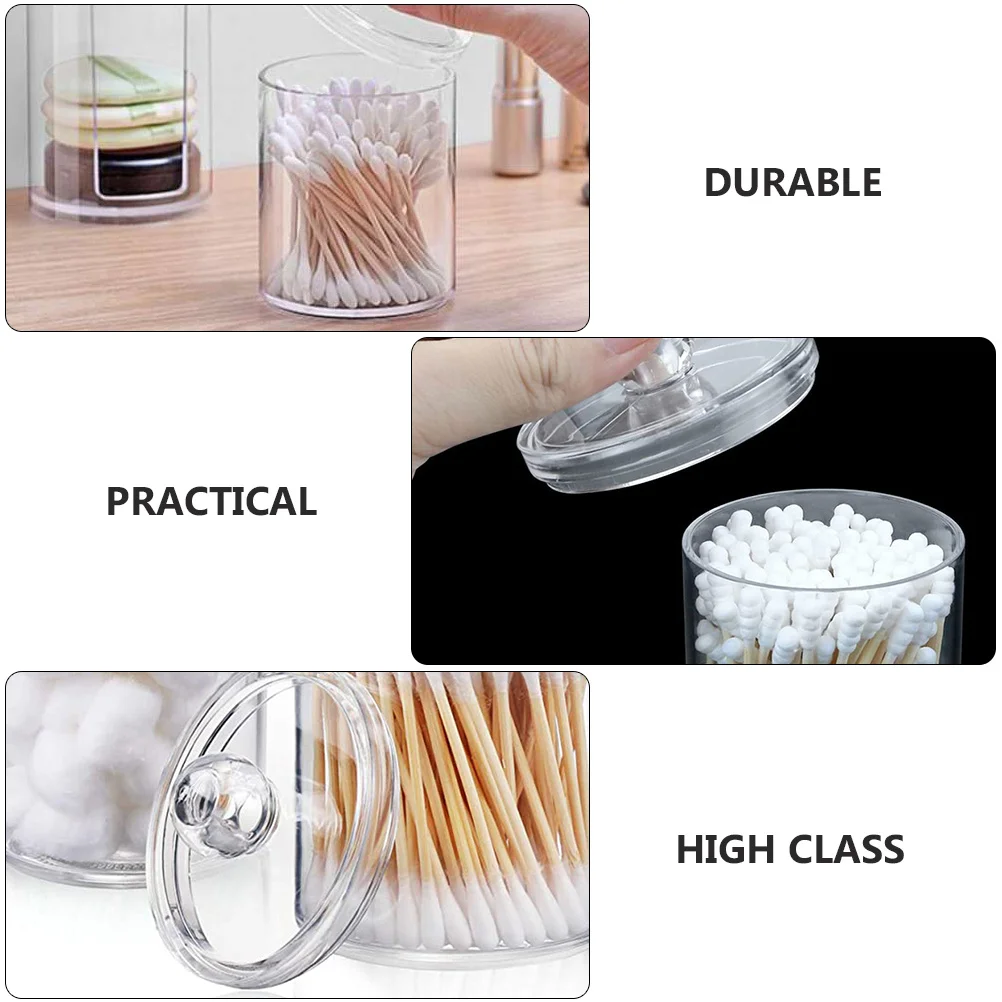 

3Pcs Cotton Swab Storage Boxes Transparent Round Dustproof Makeup Cotton Pad Organizer Durable Desktop Storage Case