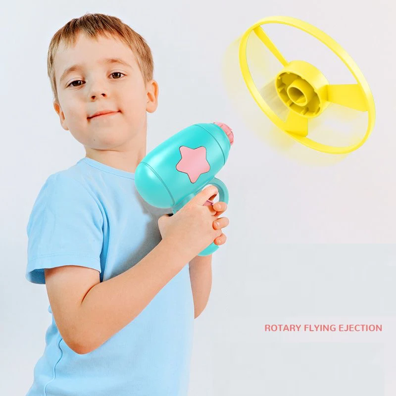 Saucer Launcher Pistol Outdoor Spinning Gun Toys Flying Disc Bamboo Dragonfly Ejection Luminous Gyroscope Gift For The Childrens