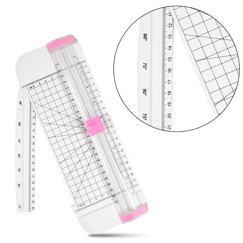 Paper Slicer Scrapbooking Tool with Automatic Security and Folding Side Ruler for Craft Paper Label Cardstock