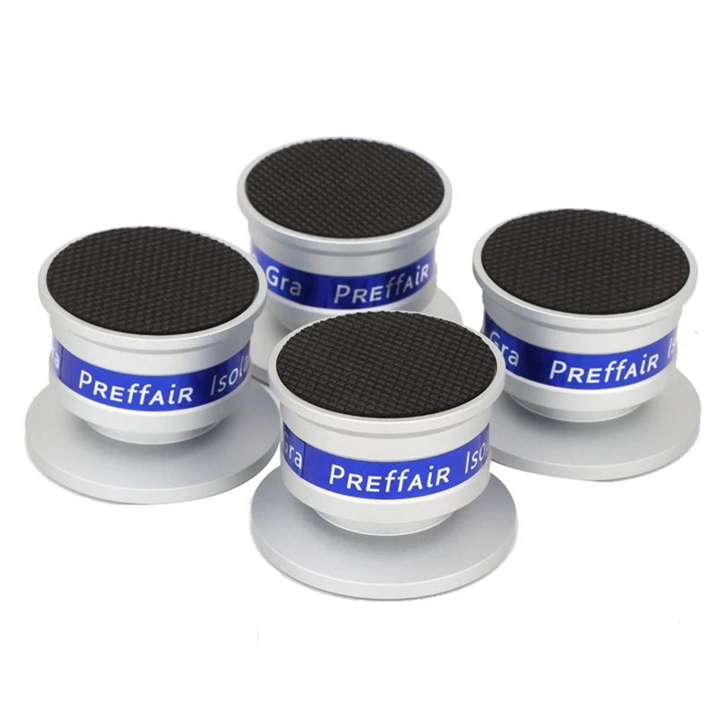 4 Piece Speaker Isolation Spikes Speaker Base Pads With Non-Slip Base Pad Silver Aluminum Alloy For Turntable Amplifier