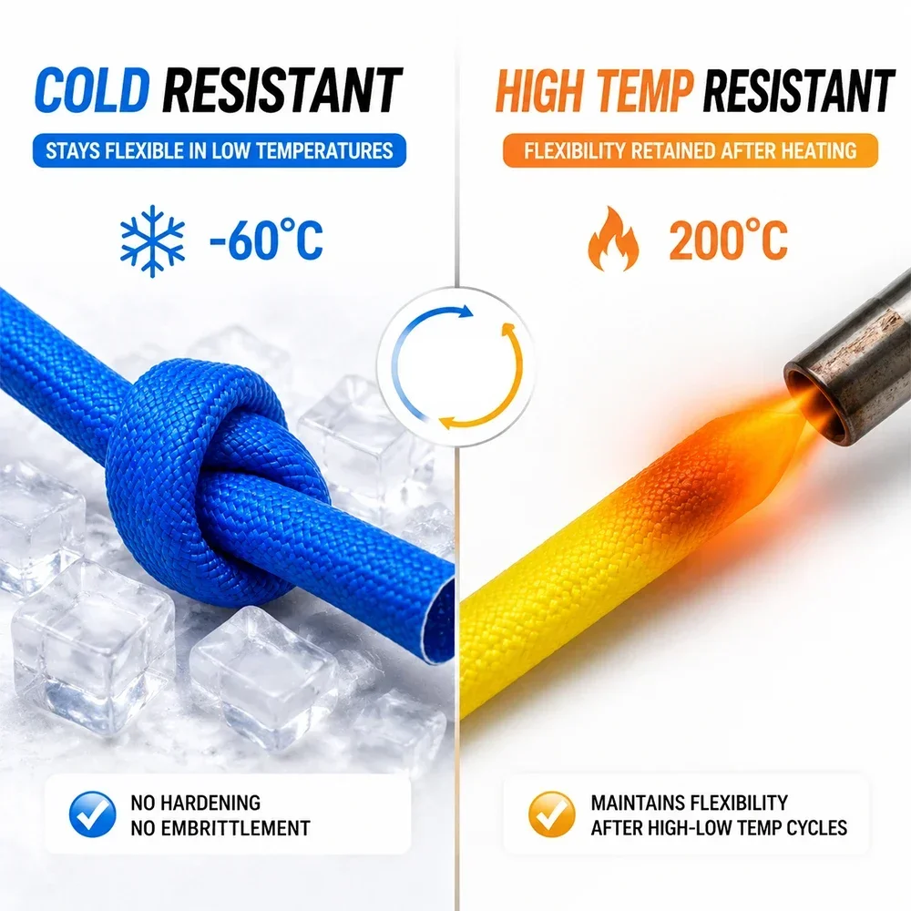 ID 1-20mm 200 Grad C Glasfaser-Kabelrohr Silikonharz Geflochtene Drahtummantelung Flammhemmendes Glasfaser-Isolationsrohr zum Schutz – Detail 5