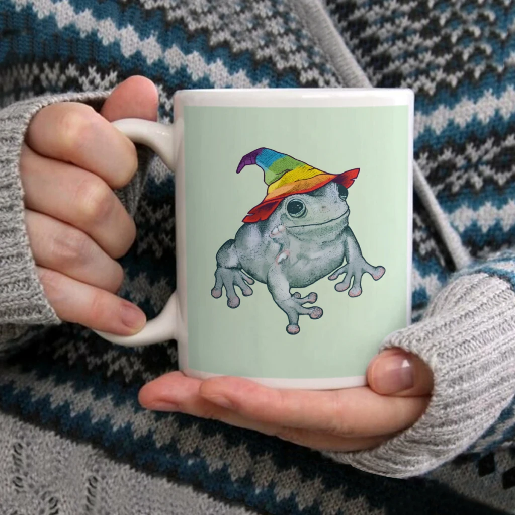 

Pride Frog in Rainbow Witch HatCoffee Mug Tea Cup 11oz Coffee Cup Funny Birthday Ceramic Mug Personalized Cup