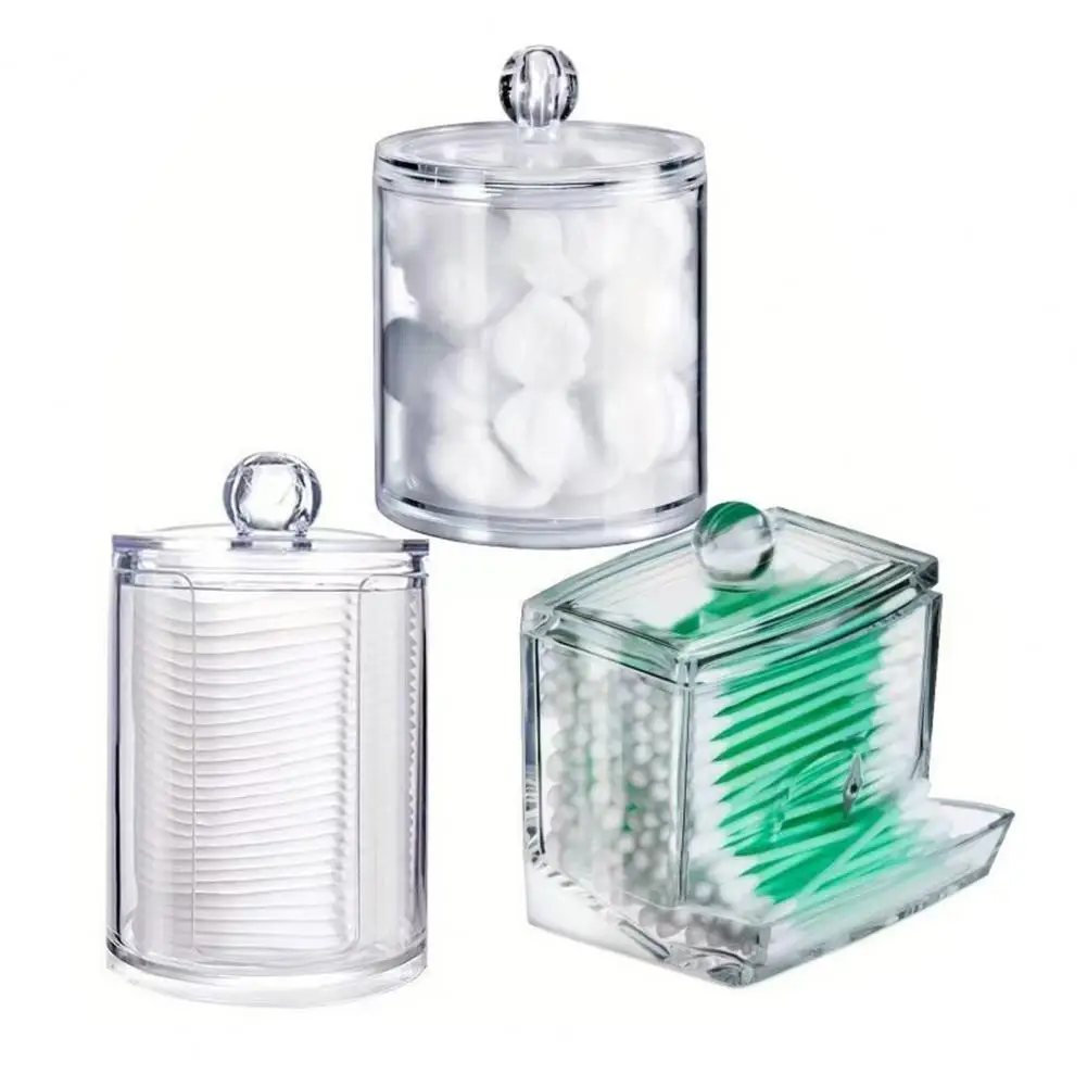 

Transparent Plastic Storage Box Reusable Storage Container Transparent Storage Container Jar with Lid for Cotton Balls Swabs