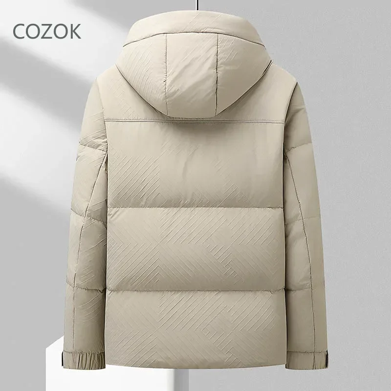 

COZOK Hooded Jackets Short Down Jacket Designer Clothes Men 2024 Winter Jacket for Men Short Jackets Casual Man Sack Male Coat