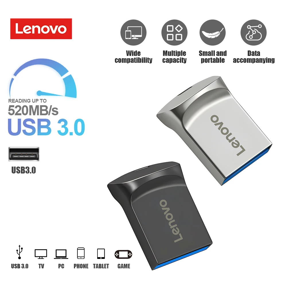 Lenovo Pendrive 2TB USB Flash Drive Flash Disk USB 3.0 Pen Drive 1TB USB Memory Stick 512GB U Disk Waterproof For Laptop Desktop