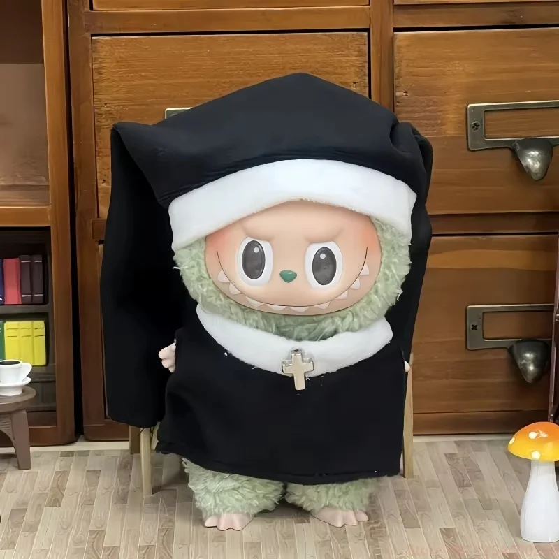Gorące, wysokiej jakości ubranka dla Labubu, ubranka dla lalki High Energy, spokojna sukienka pielęgniarki, akcesoria Labubu 17 cm, bez lalki w magazynie.