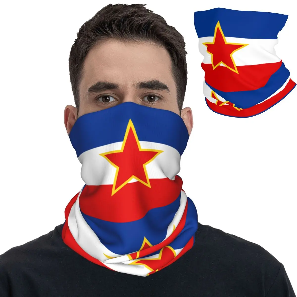 Yugoslavia Flag Bandana Neck Gaiter Printed Mask Scarf Multifunctional Face Mask Hiking Unisex Adult All Season