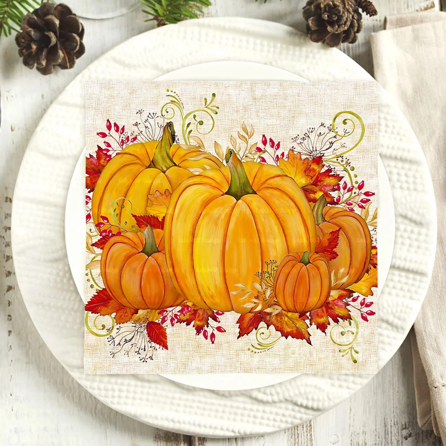 Food Grade Impresso Tissue Paper, Abóbora Guardanapos, Sem Fragrância, Festivo, Halloween, Festa, 33 Guardanapos, 10 Pcs, 20Pcs