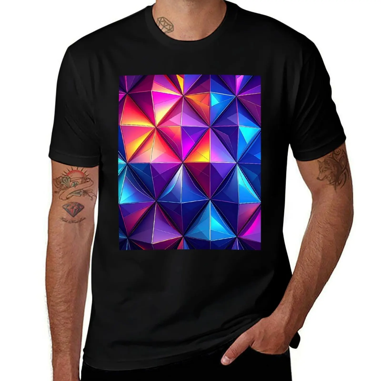 

Luminous Geometric Prism: Vibrant Abstract Facets T-Shirt Funny t-shirts tees man t shirt heavy weight t shirts for men