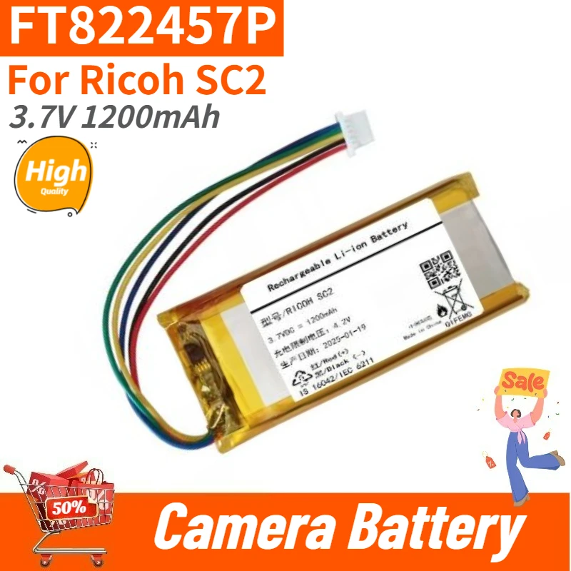

FT822457P High Quality Battery 3.7V 1200mAh for Ricoh SC2 Camera Brand New Replacement Battery