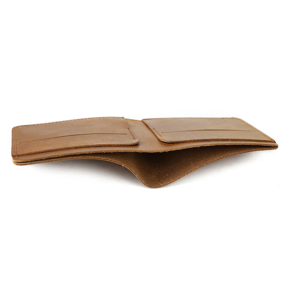 Genuine Leather Men's Wallet Vintage Fashionable Credit Card Holder Small Slim Cash Purse Brown