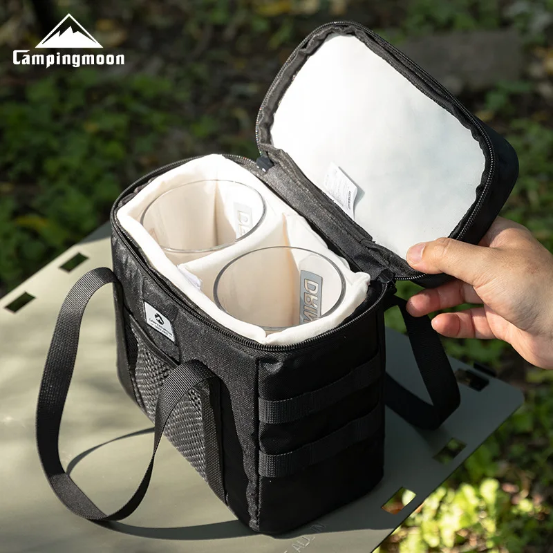 B-OM Portable Glass Beer Cup Carrying Case (Double Cup Version) Shock Absorbing Protective Case with Handle for Camping