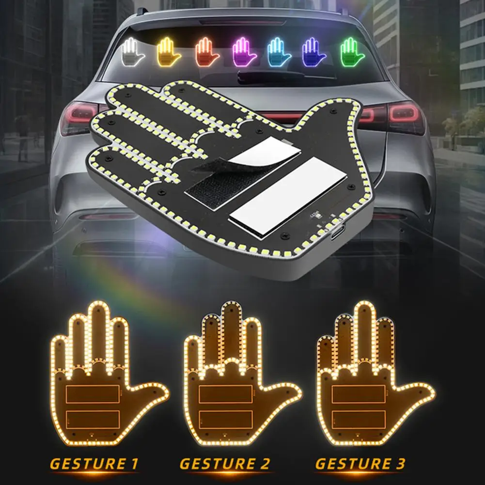 Car Finger Light Gesture Light Car Multi-function Warning Light Anti-tailgating Accessor Light Interactive Prompt Car S5y8