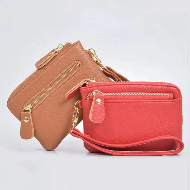 

Fashion Wallets Multi Card Slots Solid Color Keychain Wallet Multi Functional Coin Pocket Women Lipstick Earphone Storage Pouch