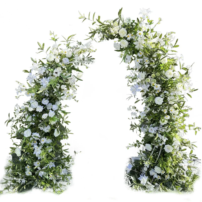 

Wedding decoration floral arrangement white cow photography background stage arrangement