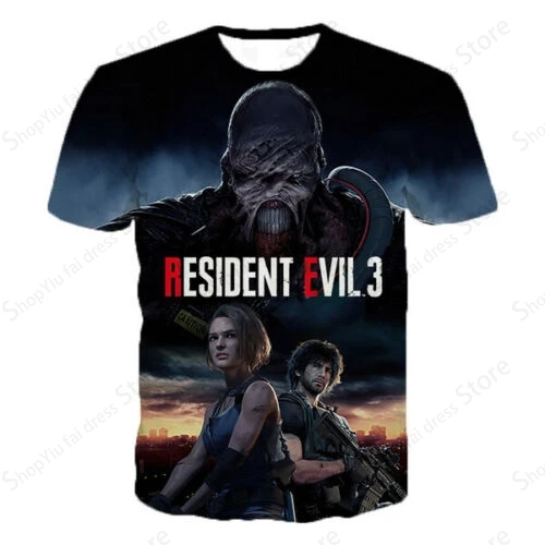 Men\'s Graphic T-shirt Game Resident Evil 3d Print Tshirt Men Women Fashion Short Sleeve T shirts Kids Hip Hop Tops Tees Boy 2024