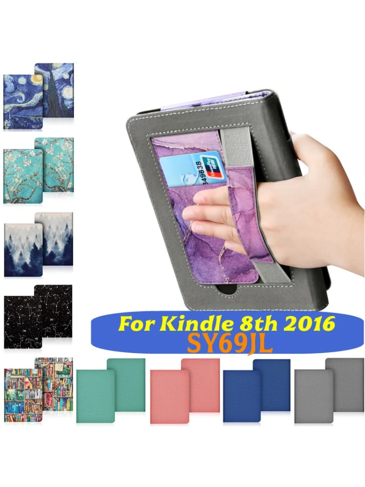 Etui Smart Cover ze skóry PU z funkcją Wake/Sleep i paskiem na rękę, podstawką, do Kindle 8 generacji 6 cali (2016) SY69JL — zdjęcie produktu 7