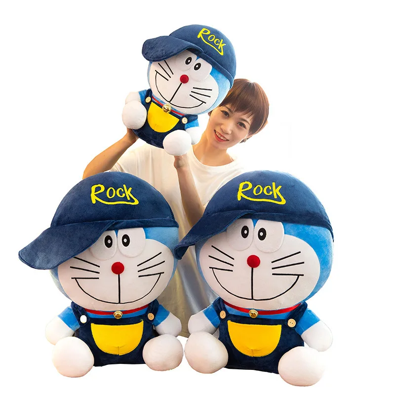 Cute Plush Doraemon Cat with Hat Stuffed Toy Cartoon Anime Doll Pillow for Kids Birthday Gift Plushie Stuffed Animal