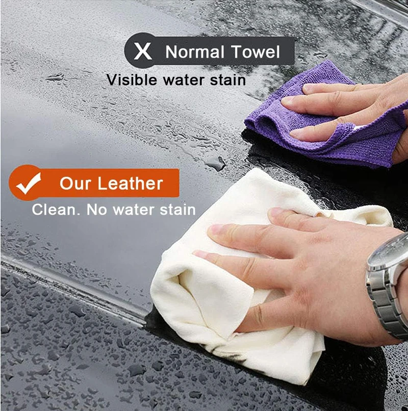 Natural Deerskin Leather Clean Cloth Car Home Washing Care Quick Dry Cleaning Towel Super Absorbent Glass Drying Rags