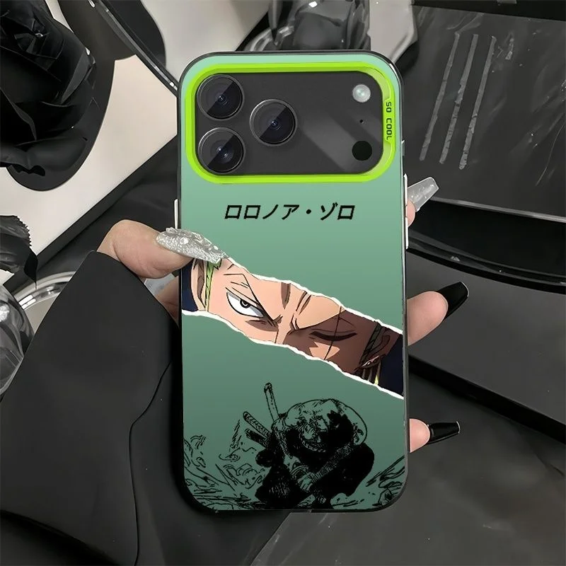 Japan Anime One Piece Zoro Phone Case for iPhone 11 12 13 14 15 16 17 Pro Max Plus Zoro Squint Three blade flow Shockproof Cover view 4