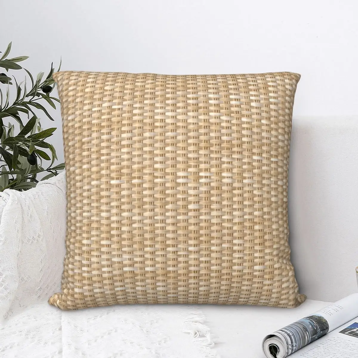 

Wicker Square Pillowcase Polyester Pillow Cover Velvet Cushion Decor Comfort Throw Pillow For Home Sofa