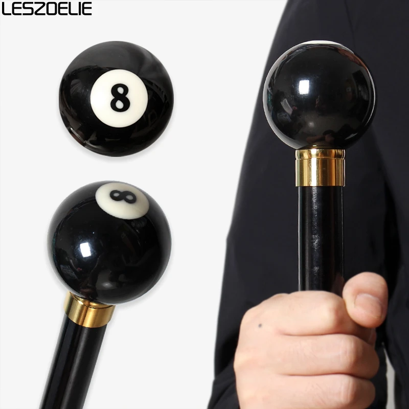 91cm 8th Black Billiards Resin Handle Walking Stick 3-Piece Elegant Fashionable Black German Beech Wood Canes for Men And Women