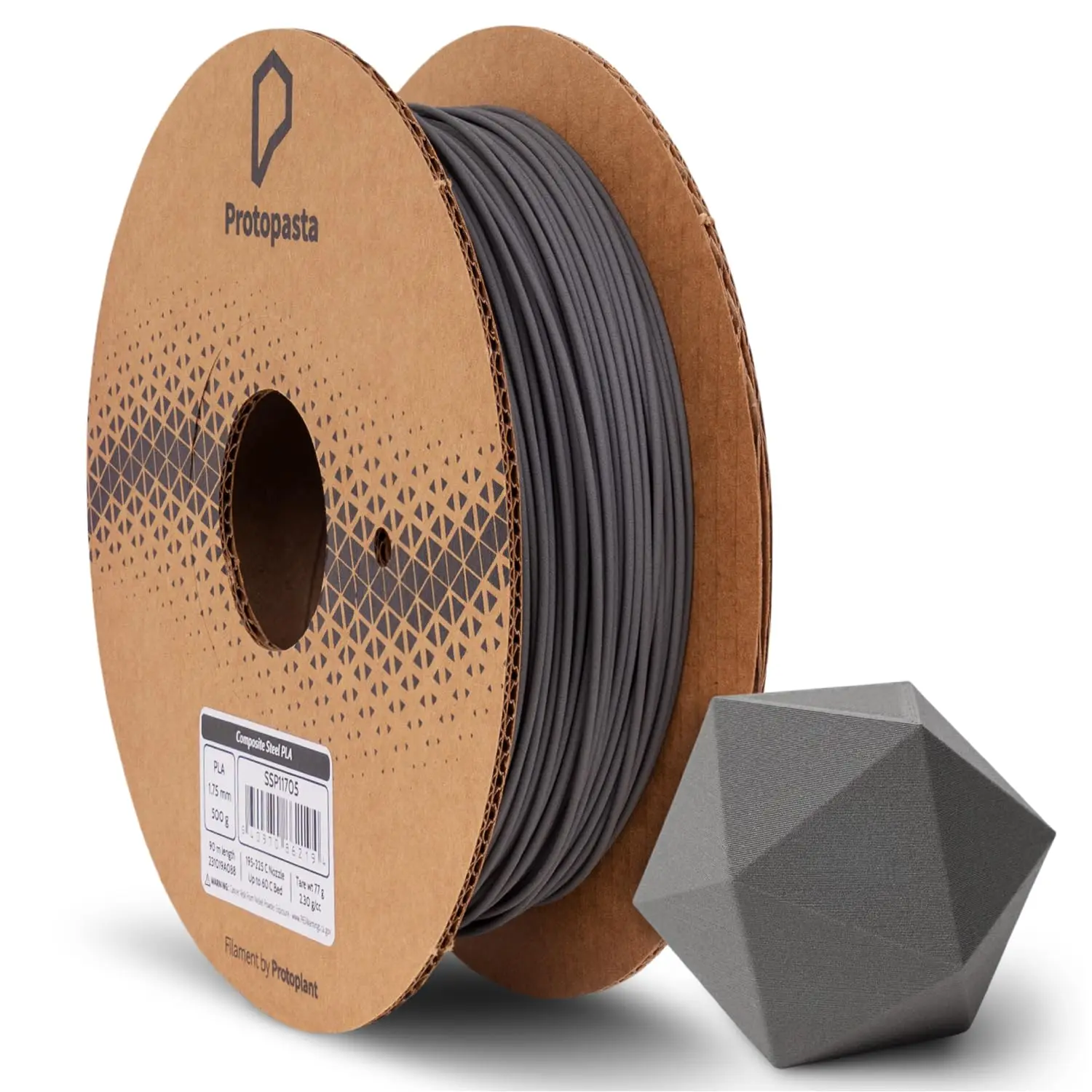 

Stainless Steel Filled PLA 3D Printer Filament, 1.75mm Metal Composite with 60% Steel, Polishable and Patina Friendly, 500g