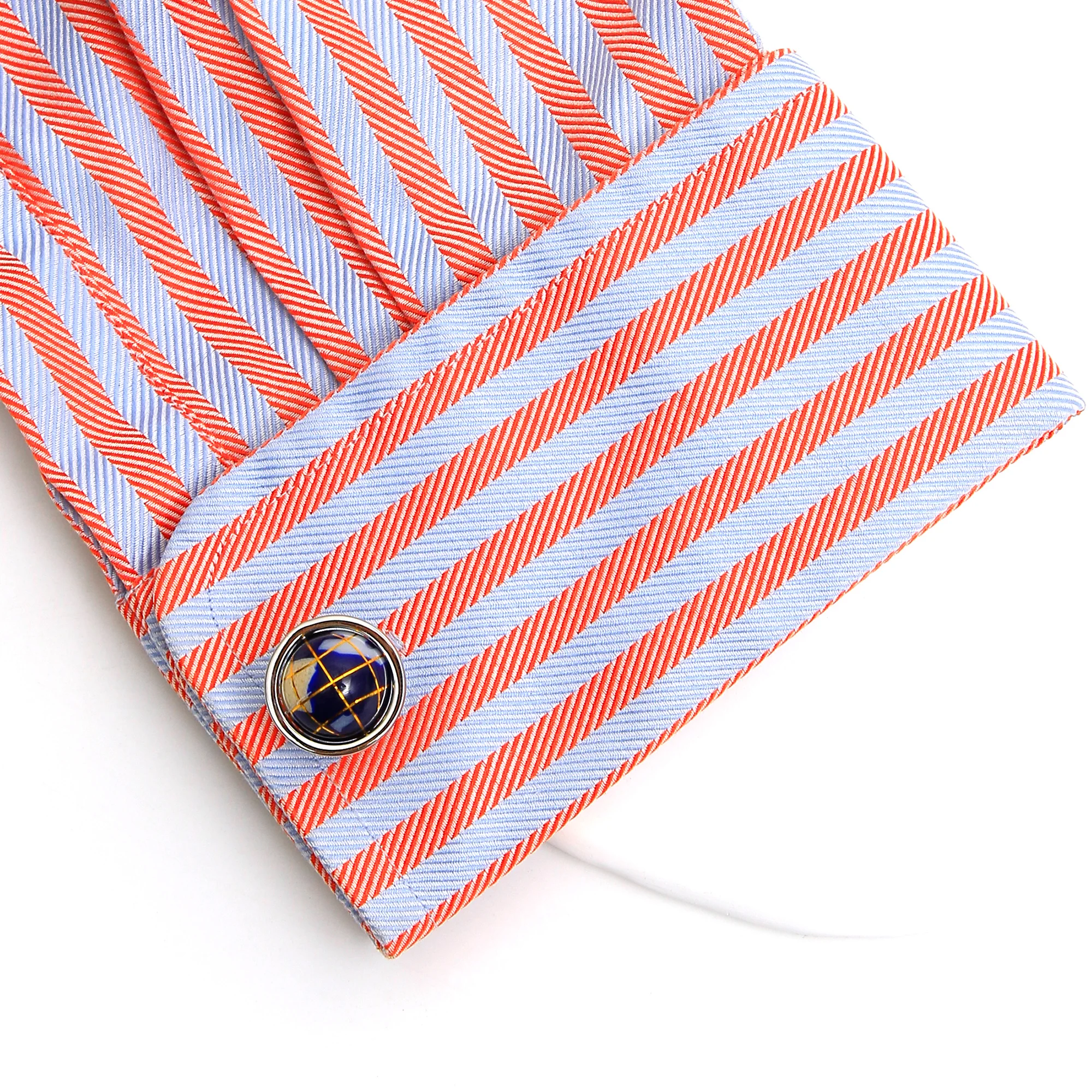 Cufflinks for Men XK24018 Cute Agate Globe Silver Color Copper Dress Shirt Cuff Links Jewelry image 4