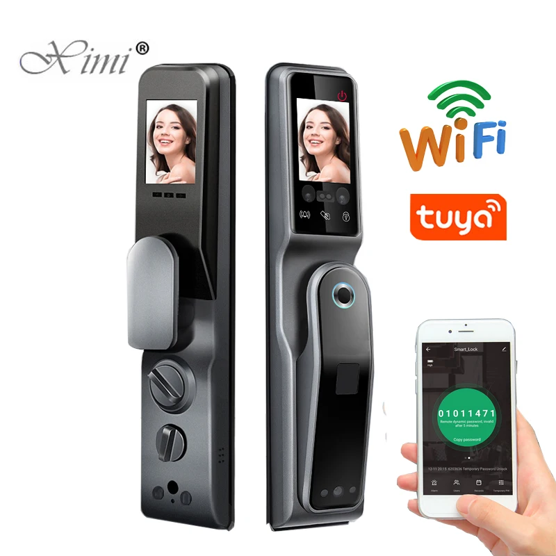 

Moblie WIFI Tuya Biometric Fingerprint Facial Face Recognition Palm Print Card Password Key Smart Home Door Lock Access Control