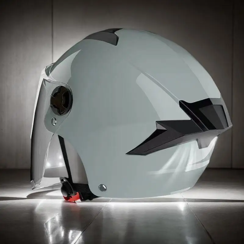 خوذة بمرآة مزدوجة للدراجات النارية من فور سيزونز، معدات ركوب الخيل الكهربائية للرجال والنساء، خوذة أمان تهوية قابلة للتعديل.