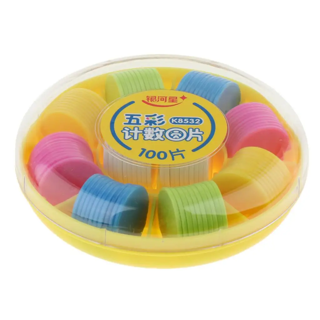 100pcs Math Counters - Multi-Color Round Counting Chips Math