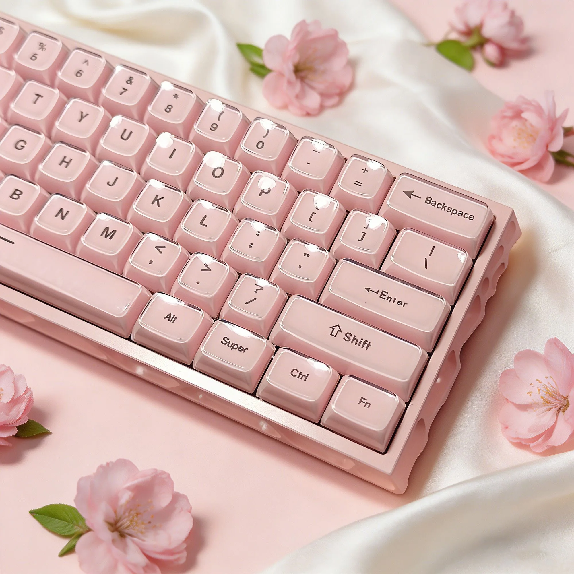 Korean English Crystal Jelly Side Front Printed Keycaps for Mechanical Keyboard 60 75 80 90 100 Layout Key Caps Pink White Blue image 5