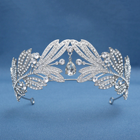 Royal Retro Leaf Crown Bridal Zircon Tiara European American Inspired Wedding Headpiece Bride Vintage Crystal Hair Accessories