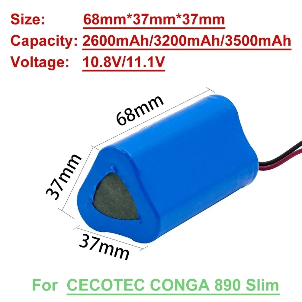 New 10.8V 11.1V Lithium Battery For CECOTEC For CONGA Slim 890,Wet Robotic Vacuum Cleaner Battery High Quality