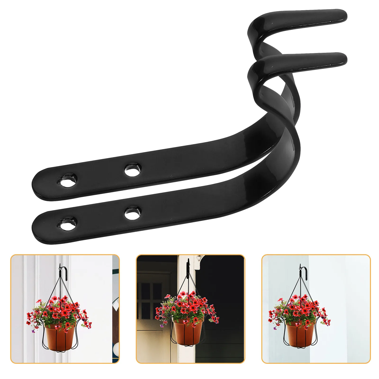 Heavy Duty Iron Wall Hooks 4 Pack Rustic Metal Hanging Brackets for Plants Tools Indoor Outdoor Storage