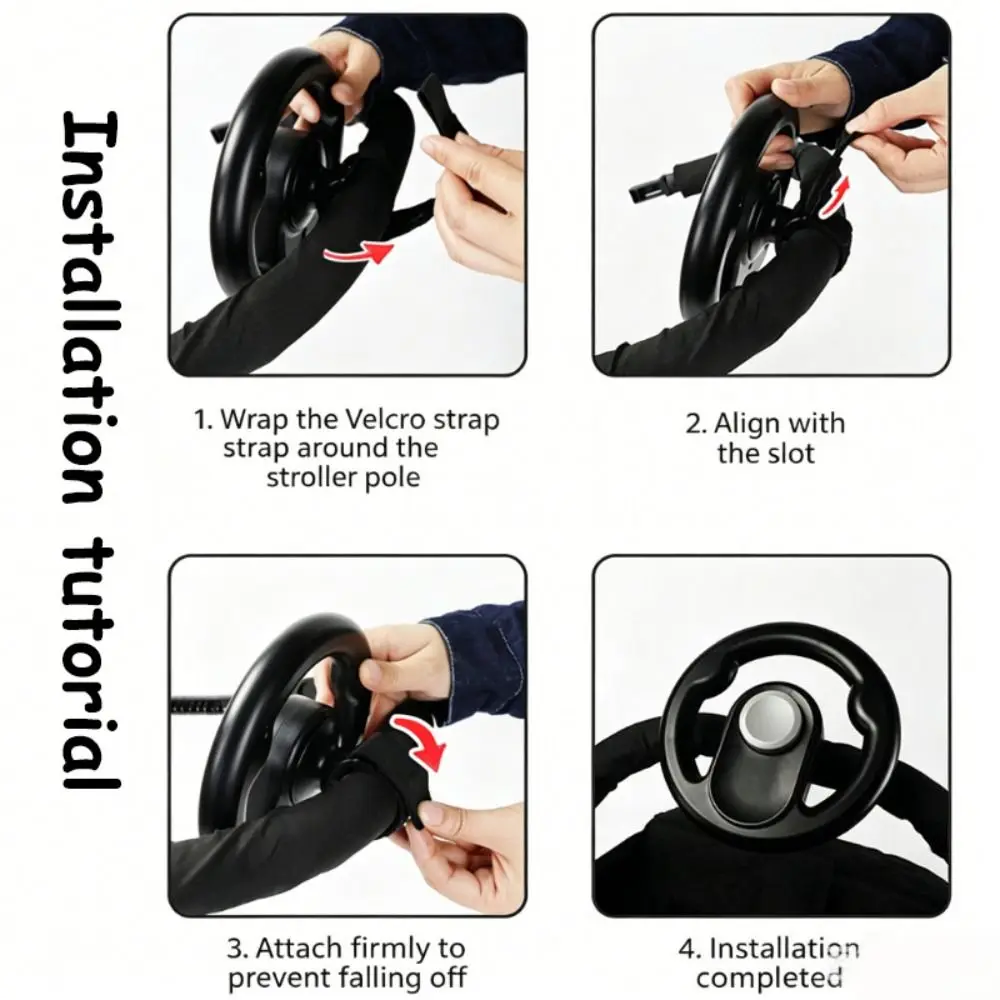 360° Rotation Baby Stroller Steering Wheel Toy Detachable Universal Simulated Driver Steering Wheel Interactive Toddler Car Seat