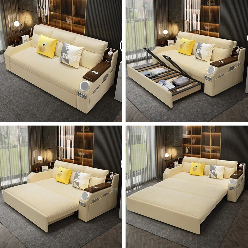 Sofabed living room new small-sized folding telescopic bed with storage and grooming