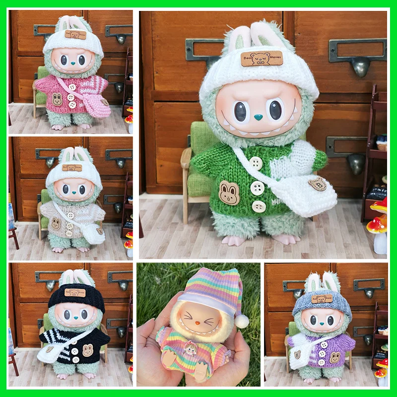 

For 17cm Labubu Doll Clothing Sitting Party Doll Clothing Set Various Colors Of Sweaters And Bags Fashionable Winter Matching