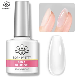 BORN PRETTY 10ML 8-in-1 Clear Glue Gel for Nail Apex and Extension Strengthener Nail Glue Gel Hard Gel Base Rhinestone Nail Gel