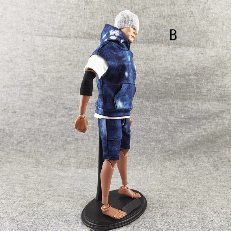 Zestaw ubrań dla figurek akcji 12 cali: modne szorty z kapturem i nadrukiem, spodnie, model w skali 1/6, dla mężczyzn, idealny na prezent.