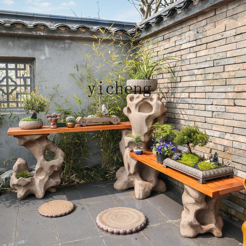 L7-15 outdoor yard flower stand solid wood succulent stand plant display stand courtyard garden arrangement