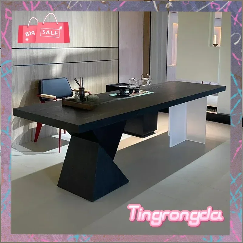 

A Now Simple Solid Wood Tea Table Italian Minimalist Rectangular Acrylic Suspended Ash Wood Dining TableNew Ligh