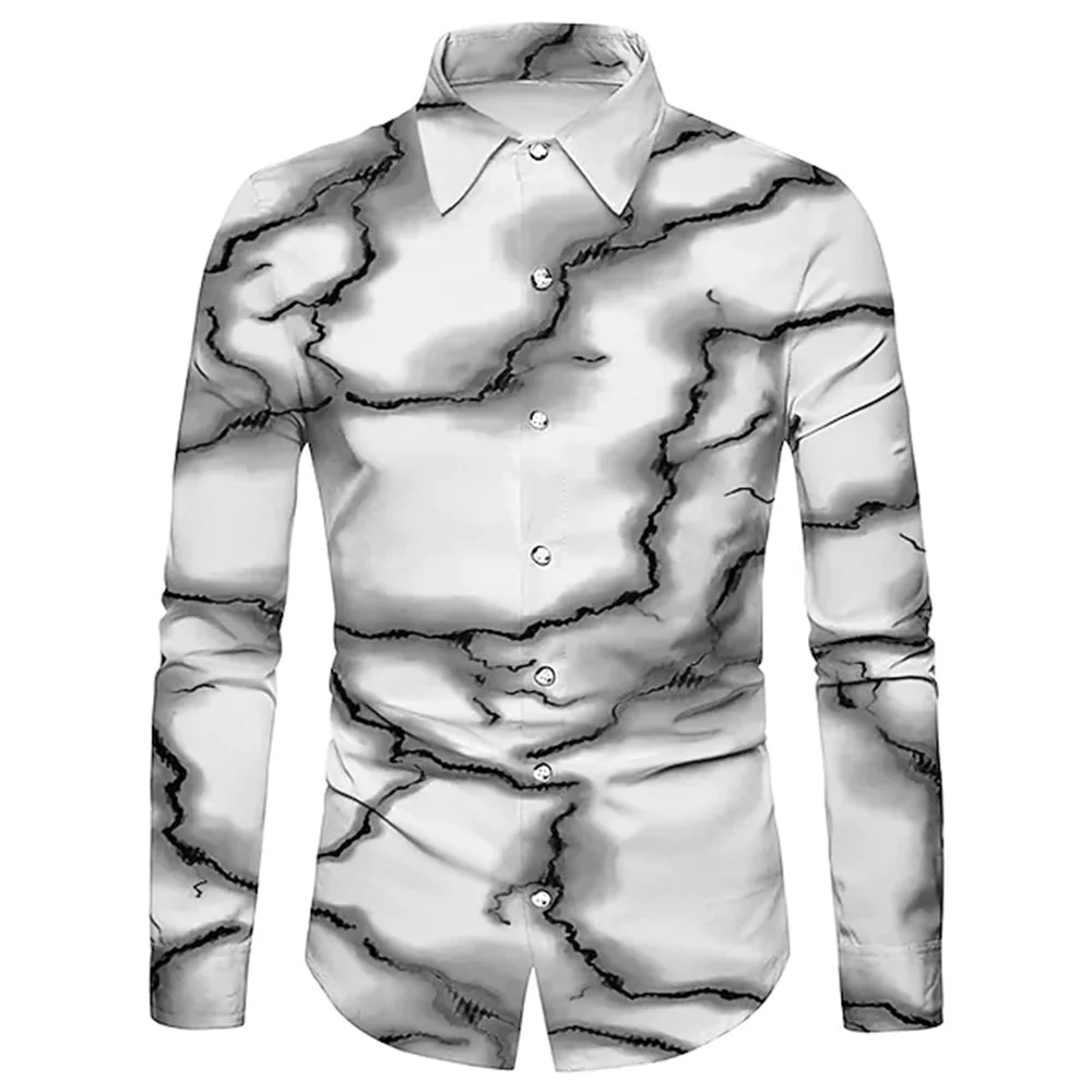 Fashion New Men's Shirts are 3D Printed With lightning Patterns Long-sleeved Casual Clothes Everyday Ctreet In Spring And Summer