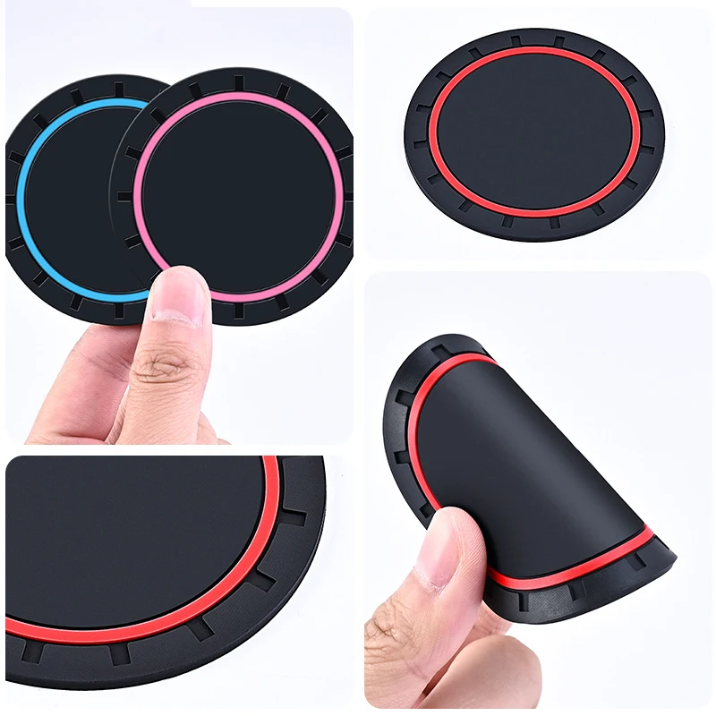 2PCS Silicone Car Coasters Water Cup Slot Non-Slip Mat Cup Mats Drink Pad For Subaru Forester XV STI Legacy BRZ Crosstrek Ascent