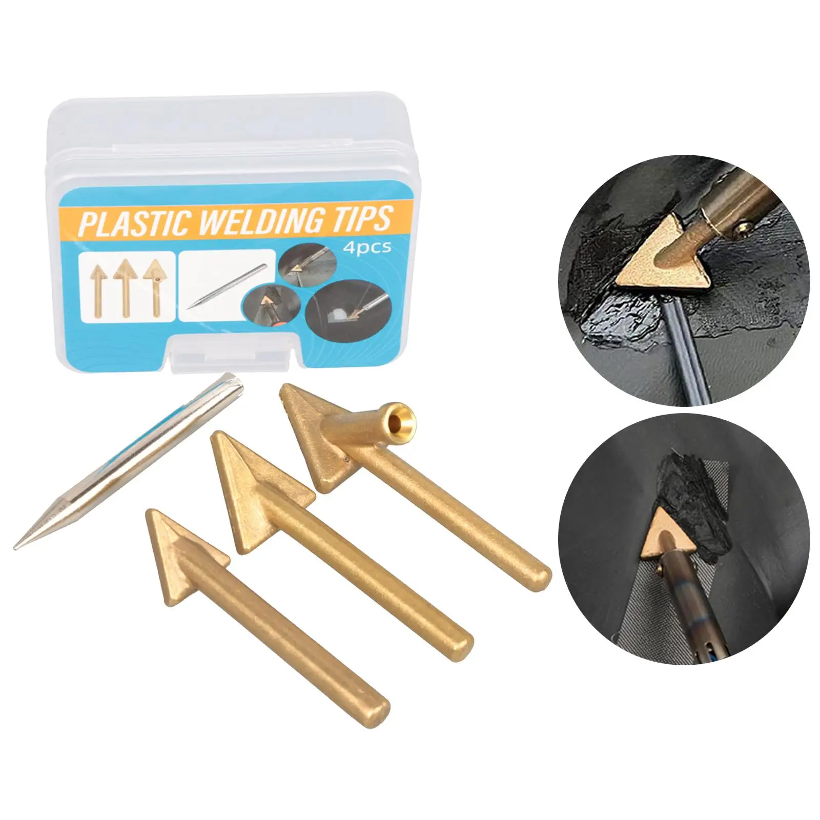 4x Replacement Tips Durable Welder Accessories Triangular Copper Head for Auto Bumper Soldering Equipment Car Bumper Repair Kit